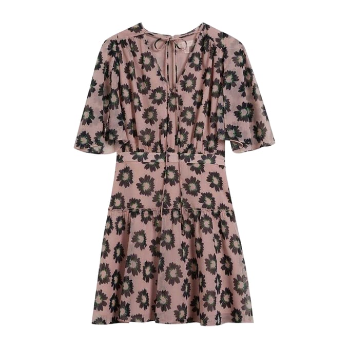 Ted Baker Damesjurk met bloemenprint, getailleerd en uitlopend (Roze)
