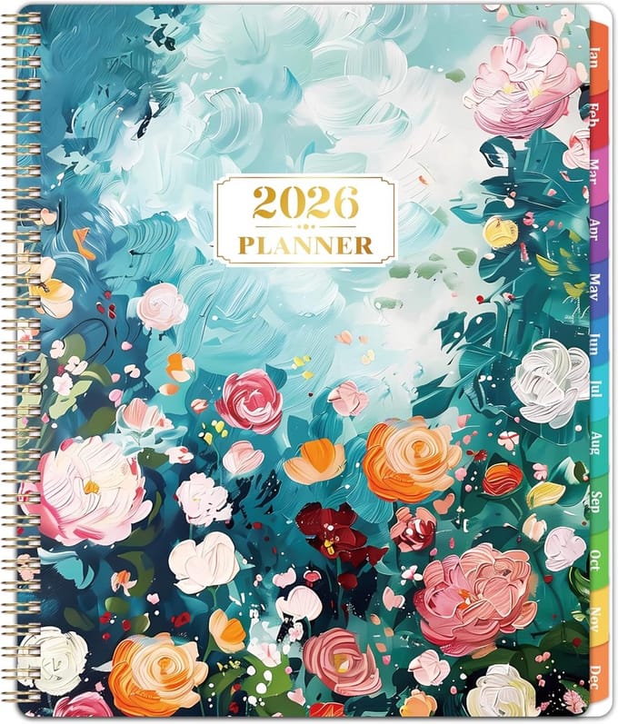 Jaarplanner 2026 | Week- en Maandoverzicht | Groot Formaat 9x11 Inch | Met Spiraalbinding