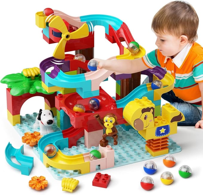 Bouwstenen Knikkerbaan - STEM Speelgoed - Creatief Bouwen - 3-in-1 Ontwerp - 88 Stuks - Multicolor