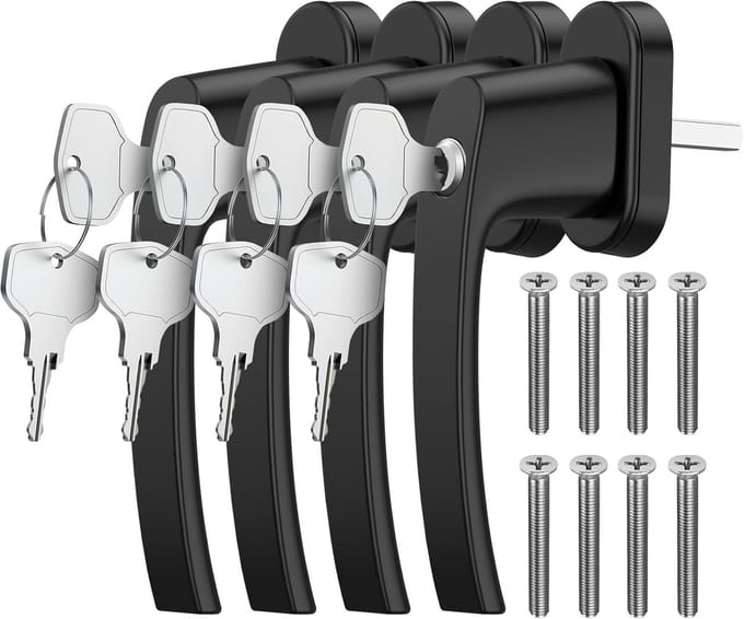 Afsluitbare Raamhendels voor Kinderbeveiliging - 4 Stuks Aluminium - Zwart
