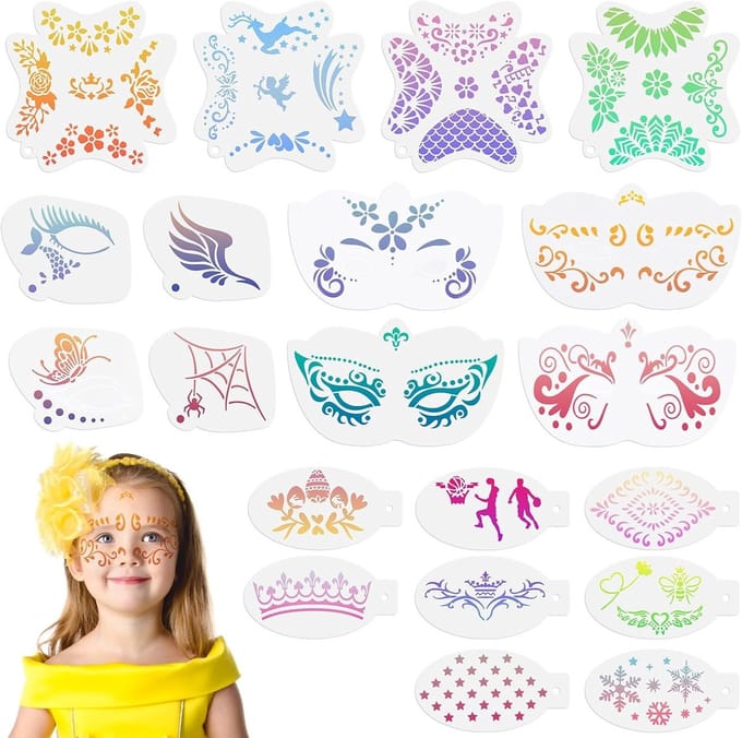 20 Herbruikbare Gezichtschilder Templates voor Halloween, Feestmake-up en Carnaval