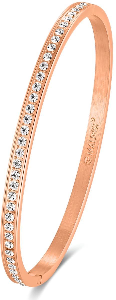 Malinsi® Armband Dames Bangle Diamant - Rose Gold Plated RVS 19cm - Sieraden Armbanden Vrouw