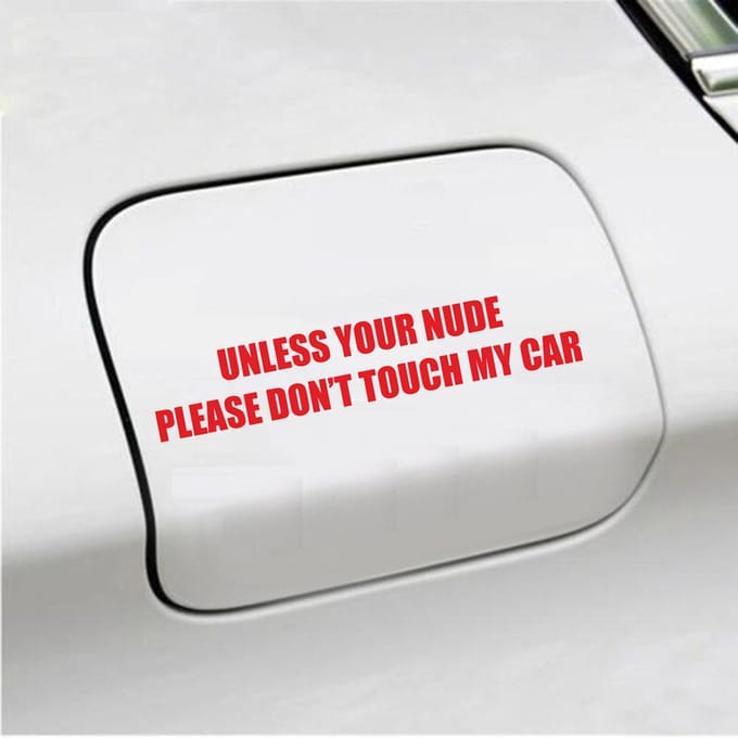 Bumpersticker - Unless Your Nude - 3,5 X 18,5 - Rood