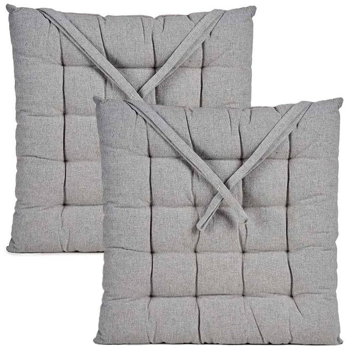 Giftdecor Stoelkussen Decorama - 2x - binnen/buiten - lichtgrijs - 40 x 40 x 5 cm - polyester