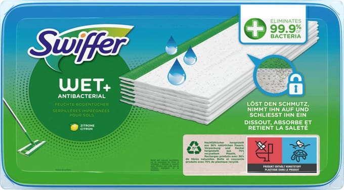 Swiffer Vochtige vloer doekjes antibacterieel, 20 stuks