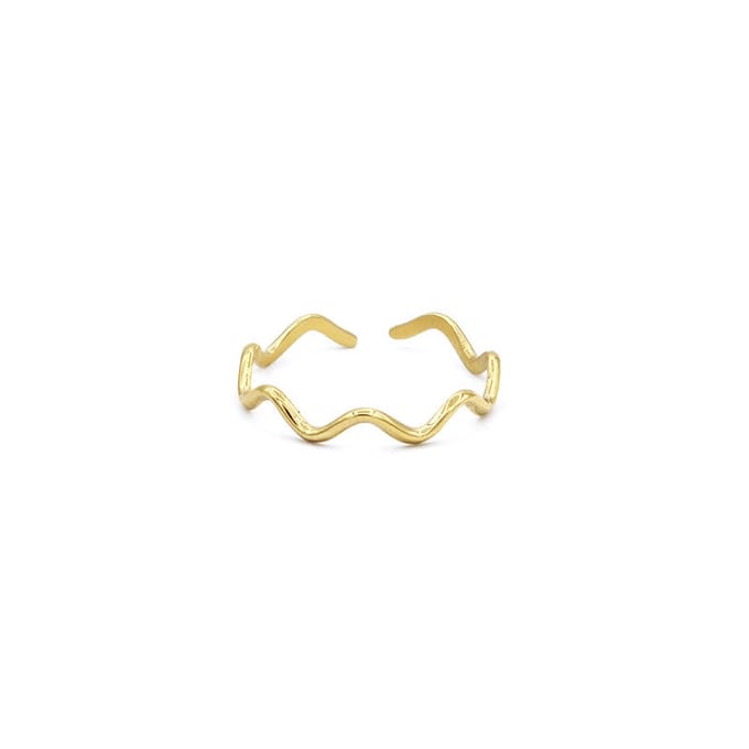 Mint15 Verstelbare ring golven 'Waves' - Goudkleur RVS/Stainless Steel