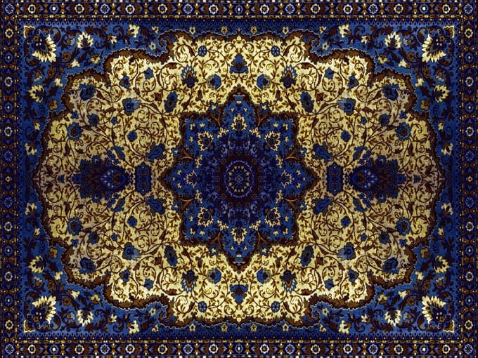 Vinyl | Vloerkleed vinyl | Persia Blauw/Goud | 90x120 cm