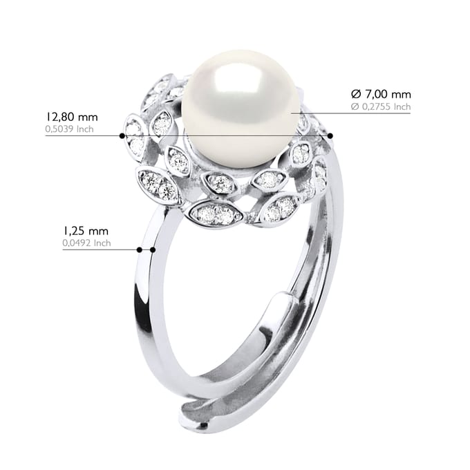 Ring Bloem Sieraden - Echte Gekweekte Zoetwaterparel Rond 7-8 mm