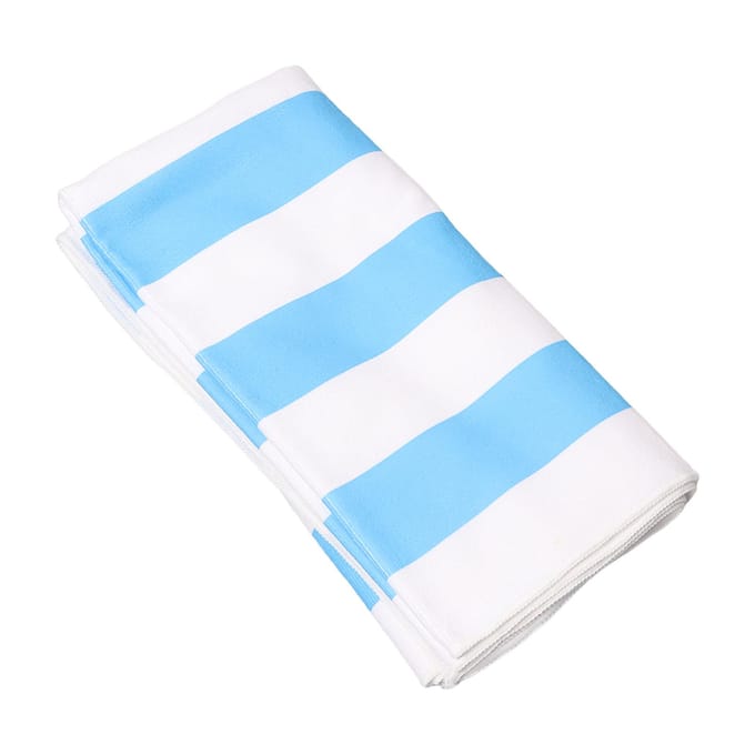 Serviette de Plage en Microfibre Rayée Séchage Rapide Douce Super Absorbante Serviette de Plage de Sable 59,1 x 29,5 po Bleu