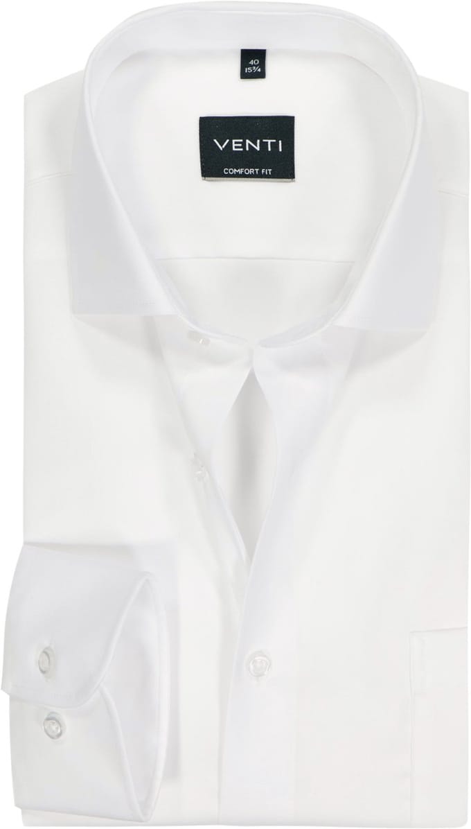 VENTI CASA MODA comfort fit overhemd - mouwlengte 7 - structuur - wit - Strijkvrij - Boordmaat: 45