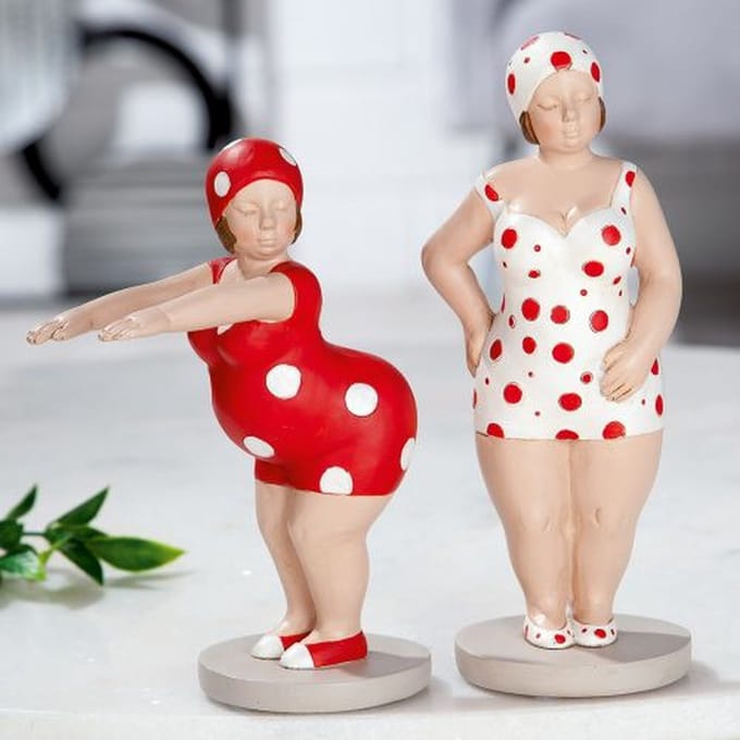 2 Figuren dames  "Becky" rood/wit
