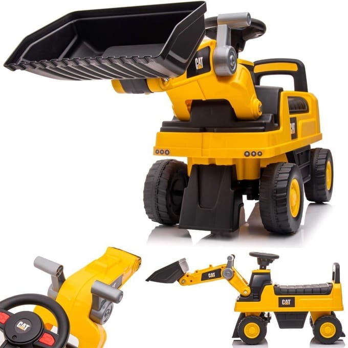 Loopauto voor kinderen Bouwlader, Zitgraafmachine voor kinderen vanaf 1 jaar met ingebouwd opbergvak, duwauto kindergraafmachine met 2 geluidsknoppen, zandgraafmachine, schopgraafmachine