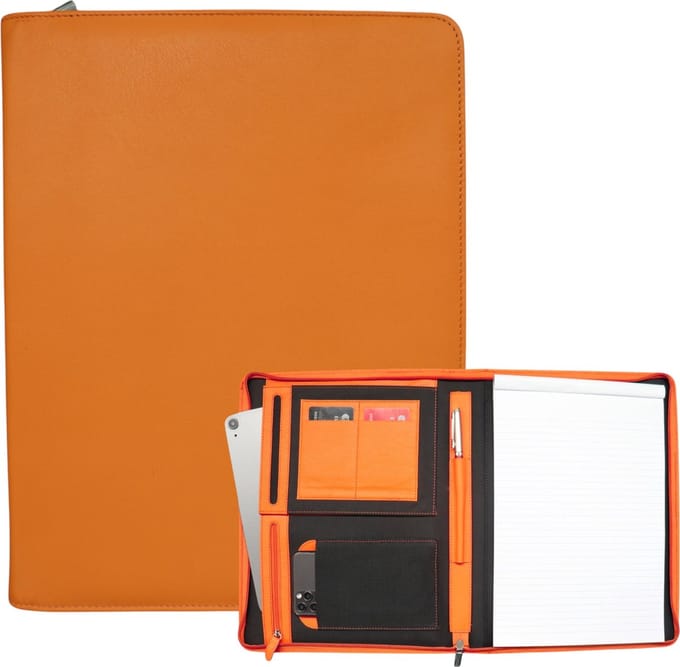 Safekeepers leren schrijfmap a4 - Schrijfmap - Documentenmap - Ipad cover - A4 - Leer - Oranje