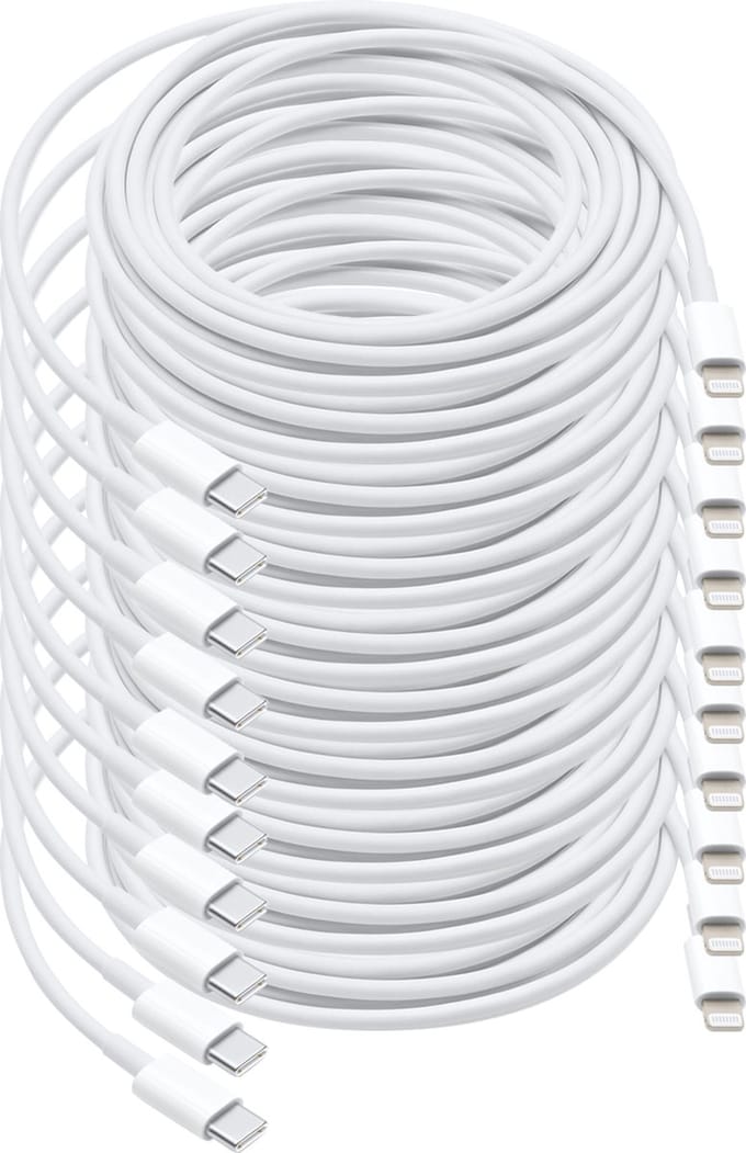 MMOBIEL 10 Stuks USB – C naar 8 Pin Lightning Kabel - 1 meter