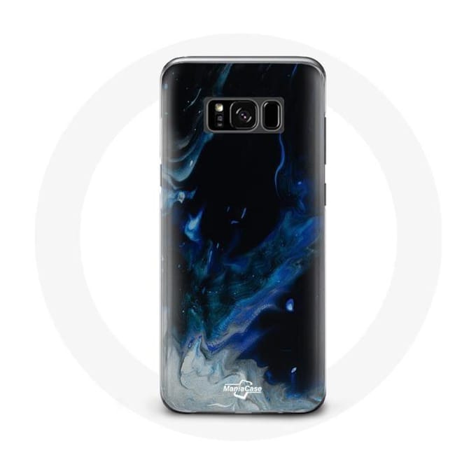 Coque pour Samsung Galaxy S8 plus Nuages de fumée multicolore de bleu gris et noir sur fond noir
