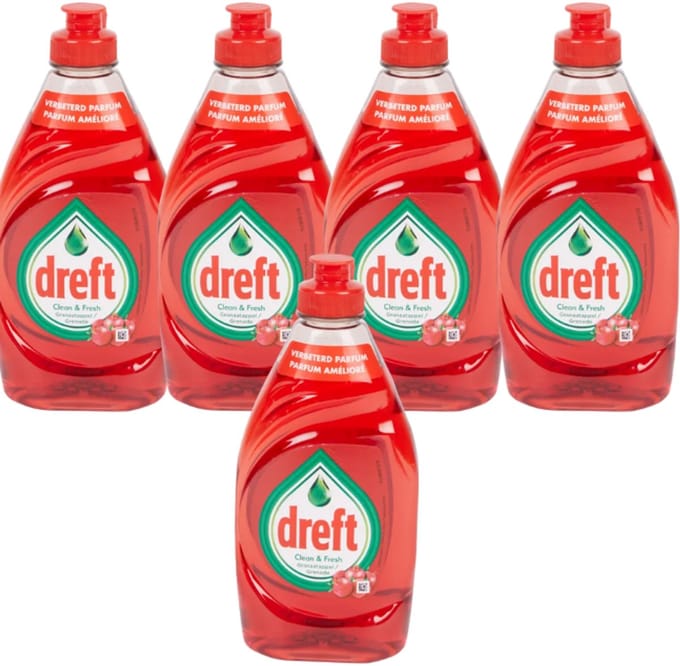 Dreft Clean & Fresh afwasmiddel Granaatappel 340 ml X5