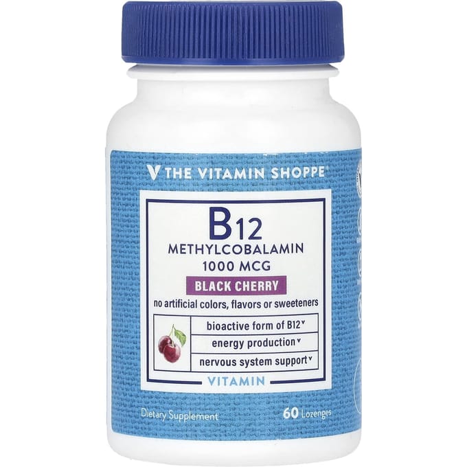The Vitamin Shoppe, B12 Méthylcobalamine, Cerise Noire, 1 000 mcg, 60 Pastilles à sucer
