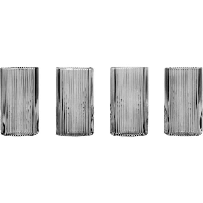 Ferm Living Ripple glazen set 4 stuks - smoked grey