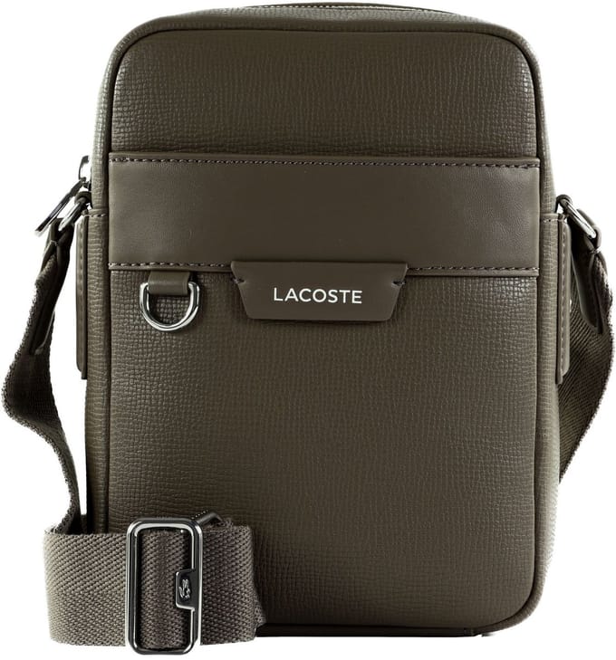 LACOSTE schoudertas Vertical Camera Bag Morel Taupe