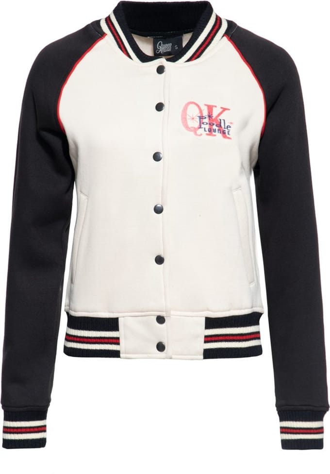 Queen Kerosin Damen Poodle Lounge College Sweatjacke Schwarz-M