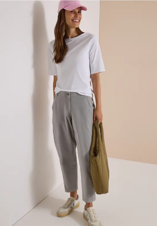 Mid Waist Barrel Leg Hose im Casual Fit