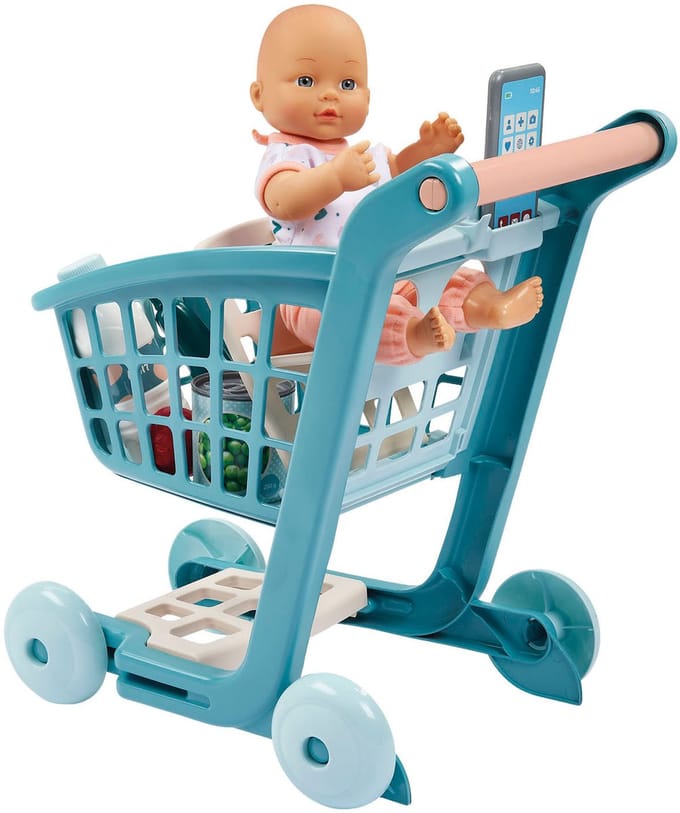 Ecoiffier Vert Azur Gevulde Winkelwagen met Babypop - 8dlg.