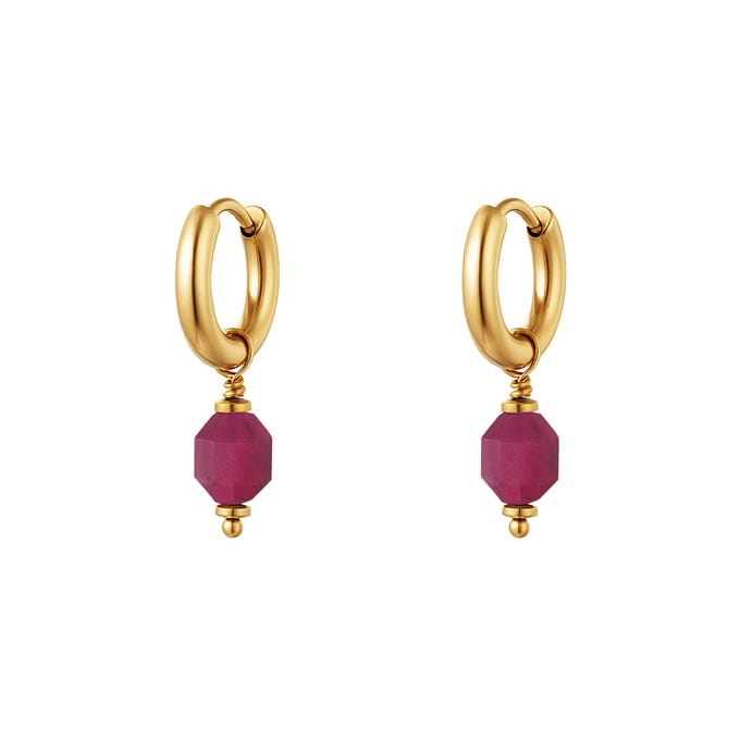 Stainless steel earrings classy - Yehwang - Oorbellen - One size - Goud/Paars