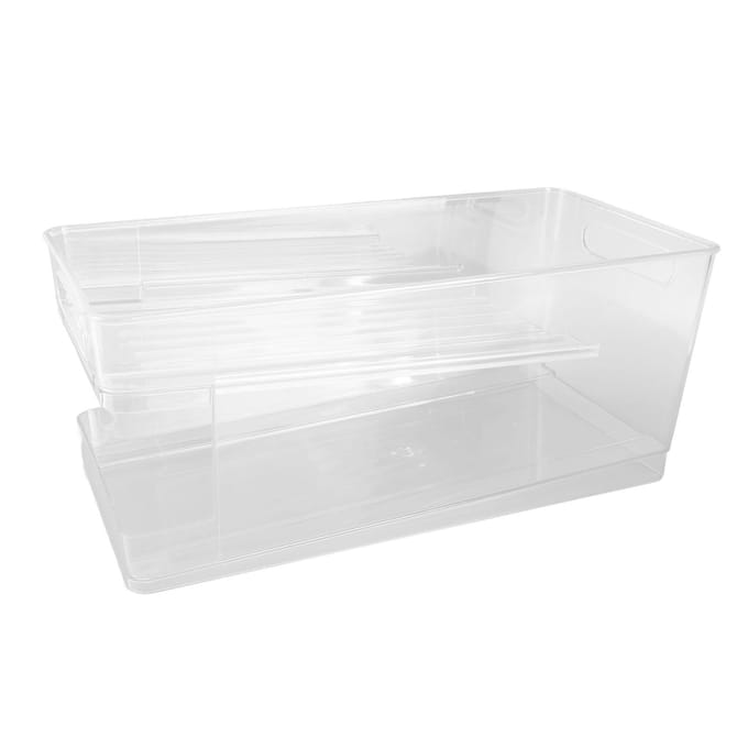 Dubbellaags Soda Blikjes Organizer Automatisch Rollend Transparant Drankblikjes Opbergorganizer voor white