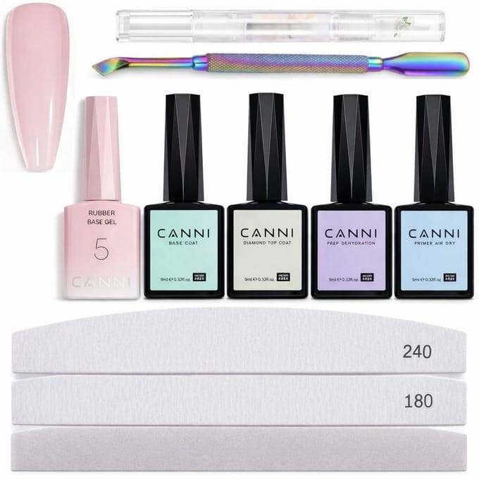 Canni - Rubberbase - Set - 10-delig - HEMA-vrij - TPO-vrij - Rubber base - Rubber base coat - Rubber base gellak - Rubber base gel - Rubberbase gellak - Rubberbase clear
