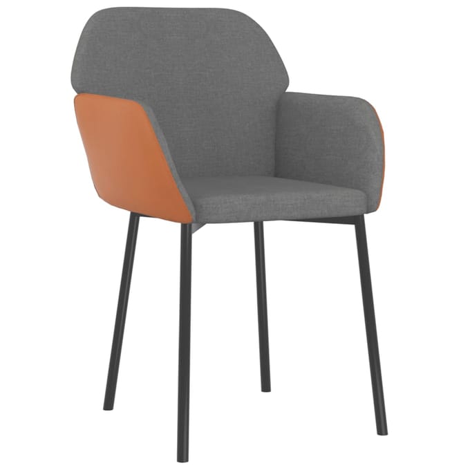 vidaXL - Eetkamerstoelen - 2 - st - stof - en - kunstleer - lichtgrijs
