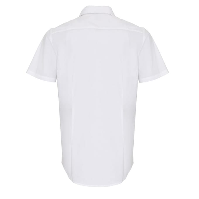 Premier Heren Poplin Stretch Overhemd met Korte Mouwen (Wit)