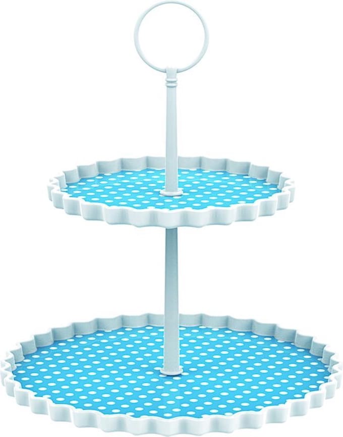 Zak!Designs Etagere Dotty - 2-laags - Ø 15 en 21 cm - Hoogte 23 cm - Blauw