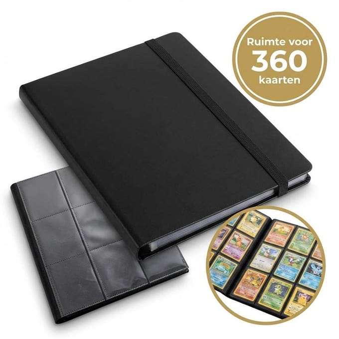 DIVERZA Verzamelmap - Binder verzamelkaarten - 9 insteekhoezen - Elastische Band - 360 kaarten - Zwart