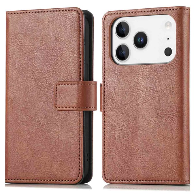 imoshion Hoesje - Geschikt voor Apple iPhone 17 Pro Max - Luxe Bookcase - Bruin