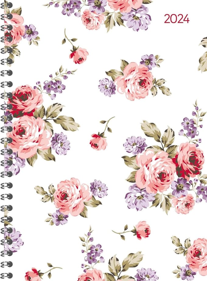 Ringbuch Roses 2024 - Taschen-Kalender A5 (15x21 cm) - Schüler-Kalender - Weekly - Ringbindung - 128 Seiten - Alpha Edition
