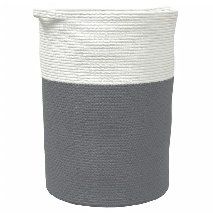 vidaXL - Opbergmand - Ø - 49x65 - cm - katoen - grijs - en - wit