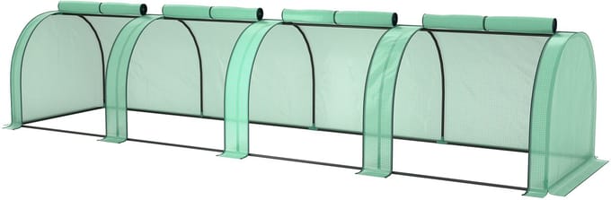 Killogood Mini tuinkas tomatenkas 4 x 1 x 0.80 m staal PE anti-UV 4 ritssluiting oprolbare deuren groen