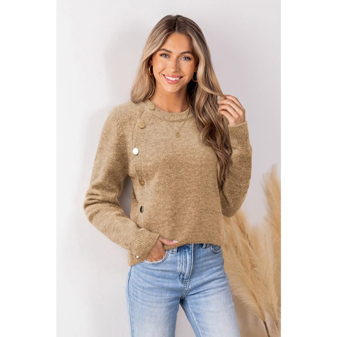 Herfstmistbruin gebreide top
