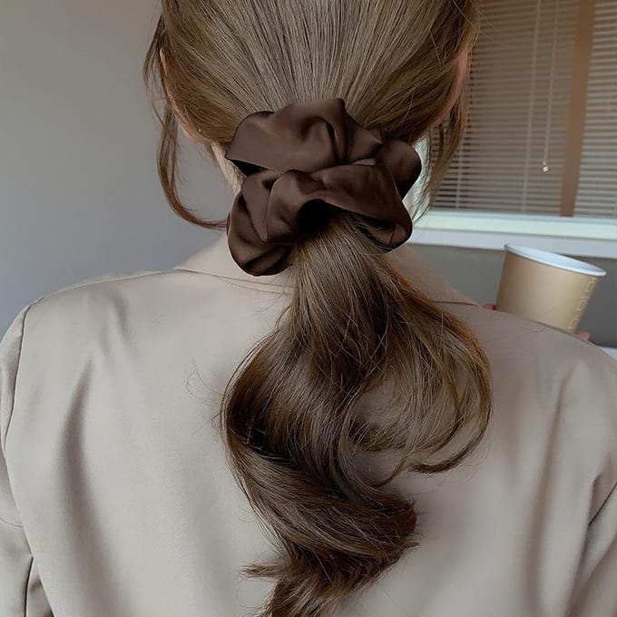 Chouchou en soie surdimensionné pour femme, élastique pour queue de cheval, accessoire pour cheveux rose