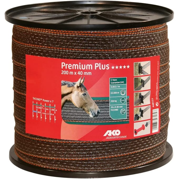 Ako Premium Plus Lint Bruin/oranje 40mm 200m