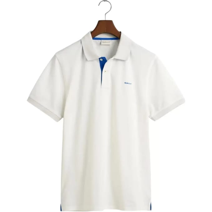 Gant Polo Contrast Piqué Short Sleeve Subtle Stretch Eggshell / male