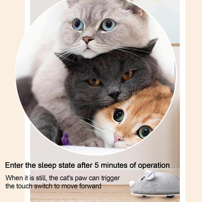 Jouet Chat Souris Teaser Électrique Jouets pour Chat Rechargeable USB Jouets Interactifs Intelligents pour Chat beige