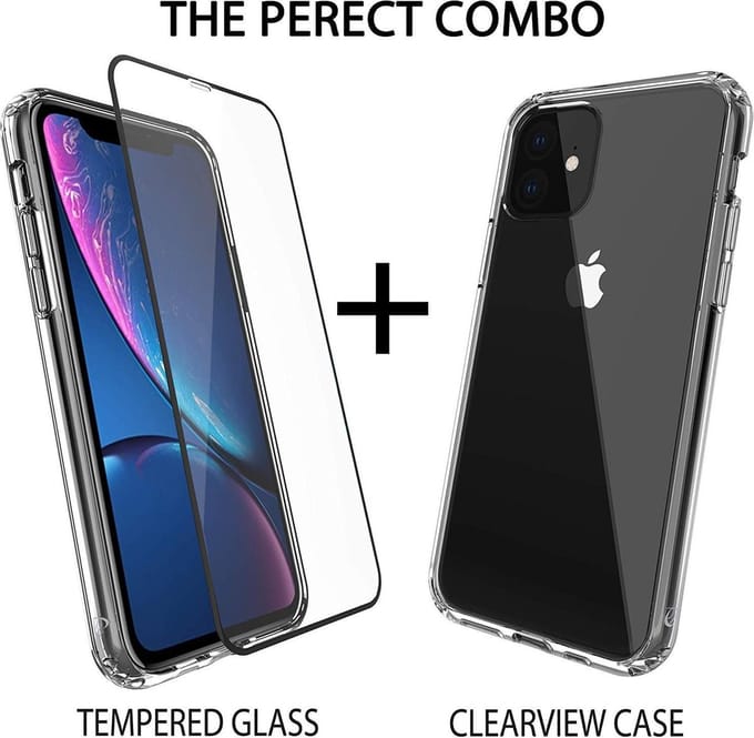 Backcover Geschikt voor: iPhone 11 Pro Anti-Shock TPU Siliconen Case + 1 Full Tempered Glass Screenprotector