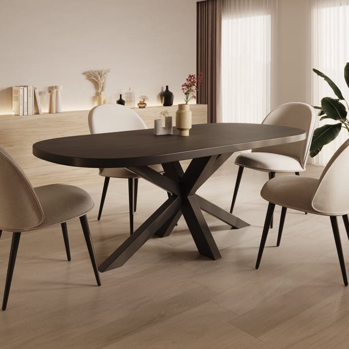 Meubella - Ovelis - Eetkamertafel - Zwart eiken - 209x100x77 cm