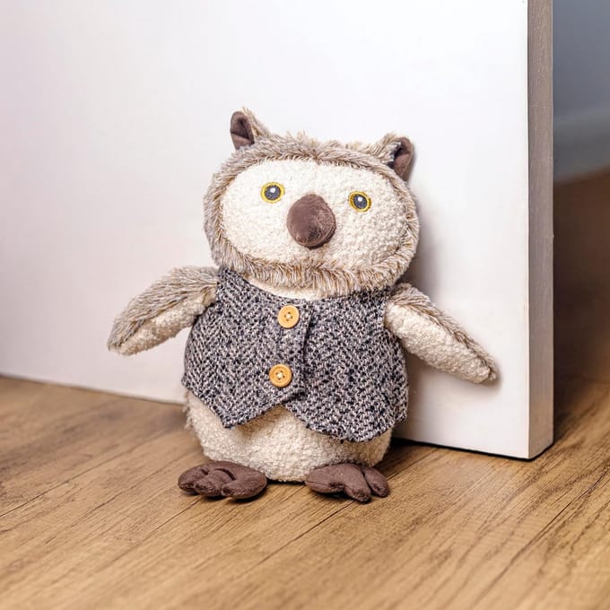 Grijze Uil Deurstop - Gewogen Dierendecor voor Thuis en Kantoor
