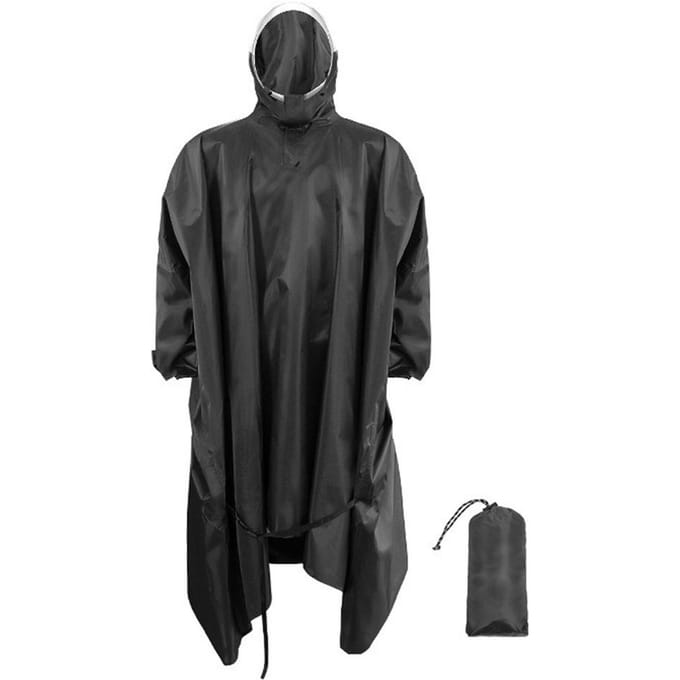 Manteau de pluie imperméable à capuche, Poncho de pluie léger et réutilisable pour la randonnée et le Camping Type C noir