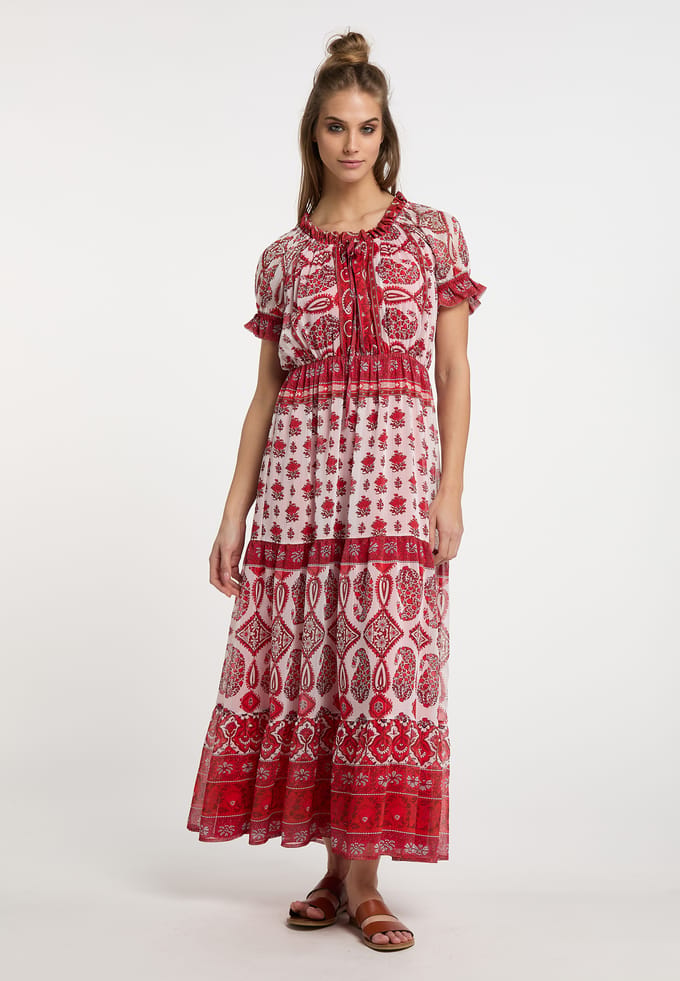 usha Maxi-jurk met all-over print Dames Rood Veelkleurig