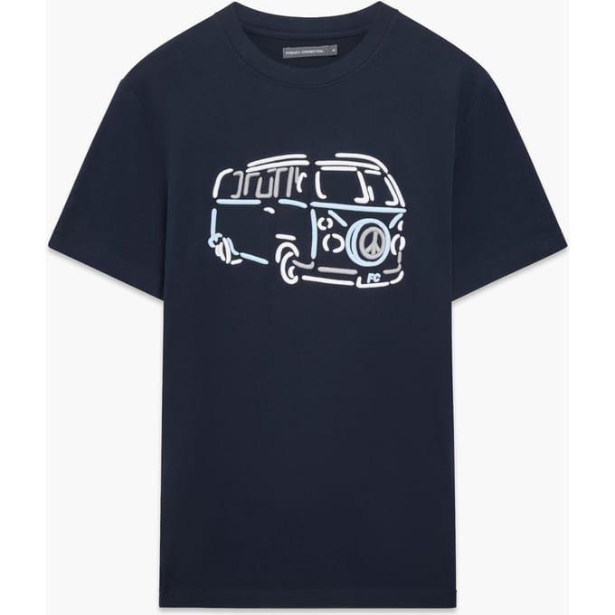French Connection Camper 3 Colour Marine Größe: S | Bedruckte T-Shirts Outlet | Herren