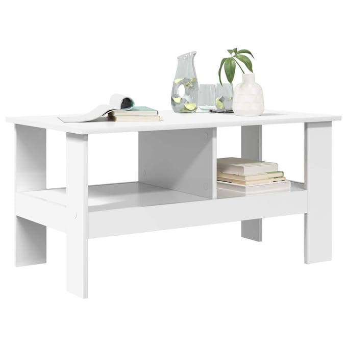 vidaXL - Salontafel - Wit - 90 - x - 50 - x - 45 - cm - Bewerkt - hout