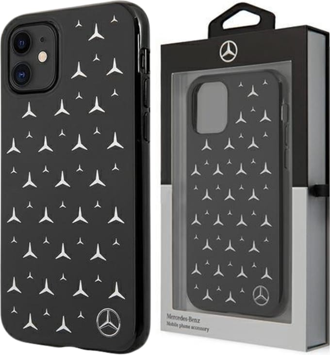 Mercedes Silver Stars Pattern Case for iPhone 11 / Xr - Black